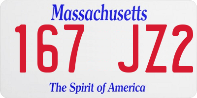 MA license plate 167JZ2