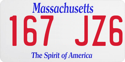 MA license plate 167JZ6