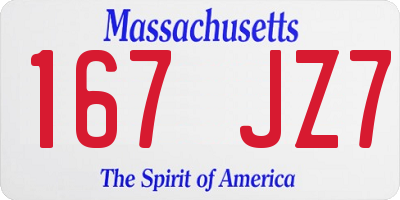 MA license plate 167JZ7
