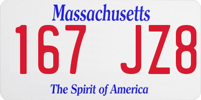 MA license plate 167JZ8