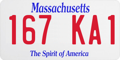 MA license plate 167KA1