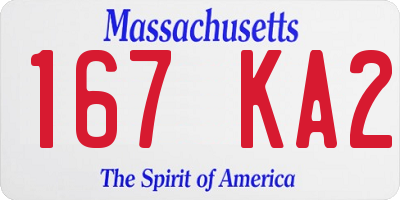 MA license plate 167KA2