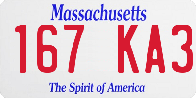 MA license plate 167KA3