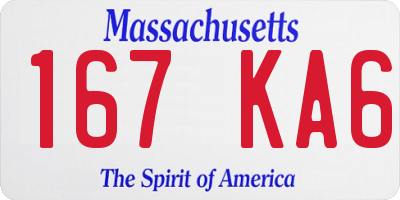MA license plate 167KA6