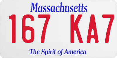 MA license plate 167KA7