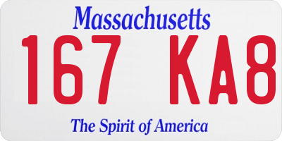 MA license plate 167KA8