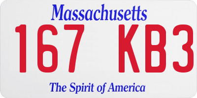 MA license plate 167KB3