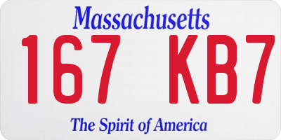MA license plate 167KB7