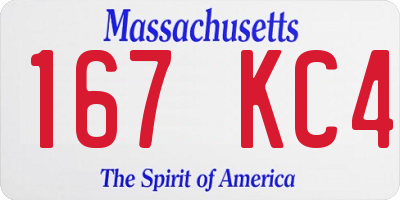 MA license plate 167KC4