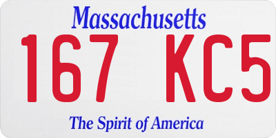 MA license plate 167KC5