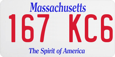 MA license plate 167KC6