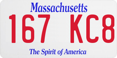 MA license plate 167KC8