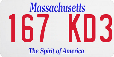 MA license plate 167KD3