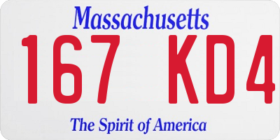 MA license plate 167KD4