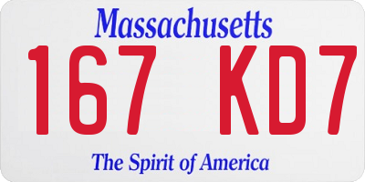 MA license plate 167KD7