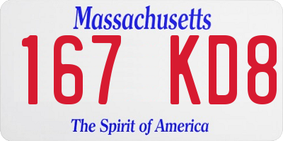 MA license plate 167KD8