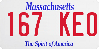 MA license plate 167KE0