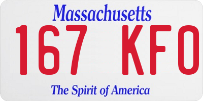 MA license plate 167KF0