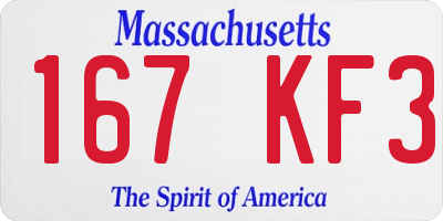 MA license plate 167KF3