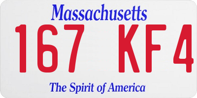 MA license plate 167KF4