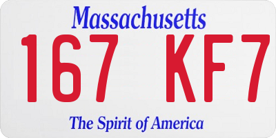 MA license plate 167KF7