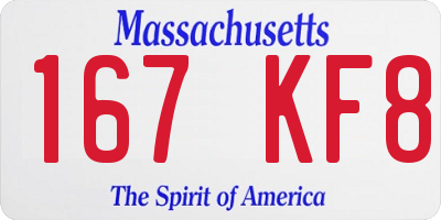 MA license plate 167KF8