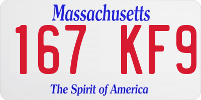 MA license plate 167KF9