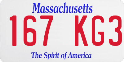 MA license plate 167KG3