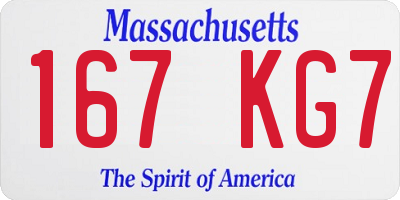 MA license plate 167KG7