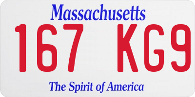 MA license plate 167KG9