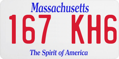 MA license plate 167KH6
