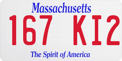 MA license plate 167KI2