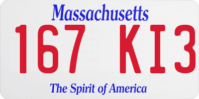 MA license plate 167KI3