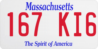 MA license plate 167KI6