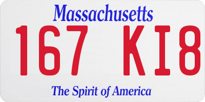 MA license plate 167KI8
