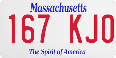 MA license plate 167KJ0