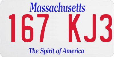 MA license plate 167KJ3
