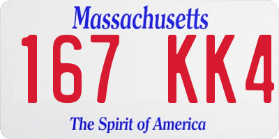 MA license plate 167KK4