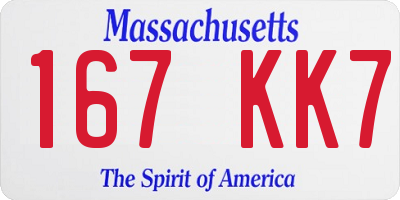 MA license plate 167KK7