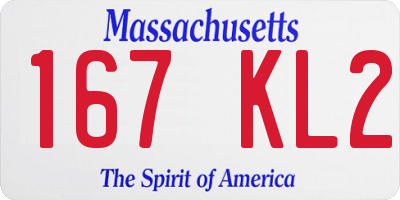 MA license plate 167KL2