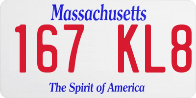 MA license plate 167KL8