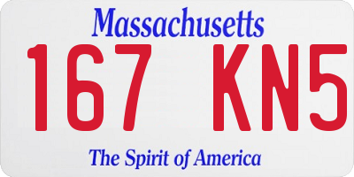 MA license plate 167KN5