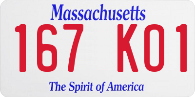 MA license plate 167KO1