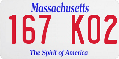 MA license plate 167KO2