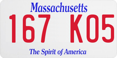 MA license plate 167KO5