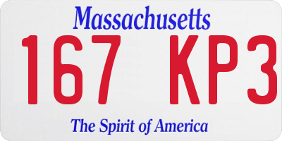 MA license plate 167KP3