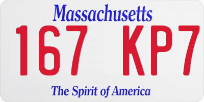 MA license plate 167KP7
