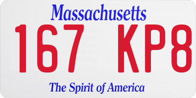 MA license plate 167KP8