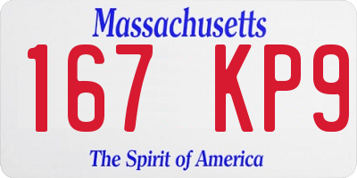 MA license plate 167KP9