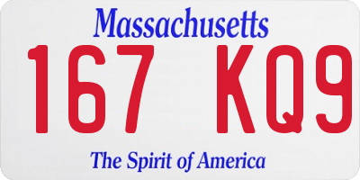 MA license plate 167KQ9